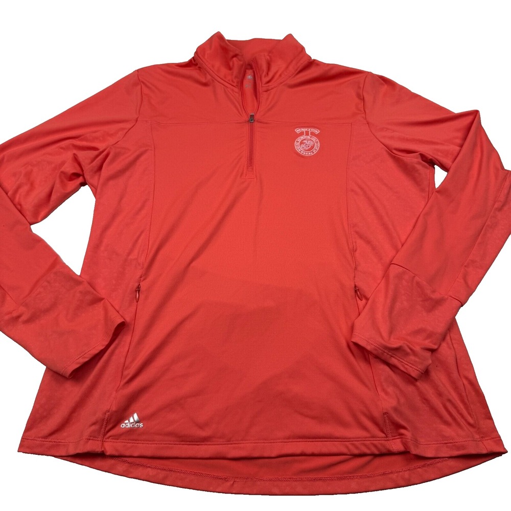 Adidas Womens 1/4 Zip Pullover  XL Orange Camp Pendleton Marine Corp Golf Course